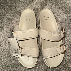 A New Day Light Beige Slide Sandals